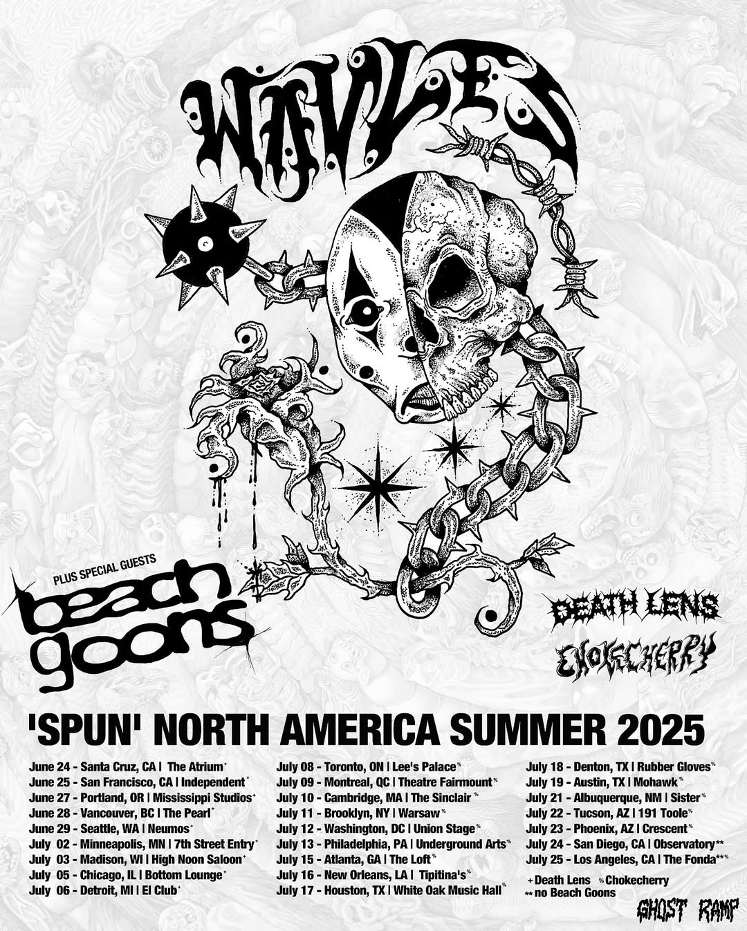 Beach Goons Spun North America Summer 2025 Tour Poster 2025